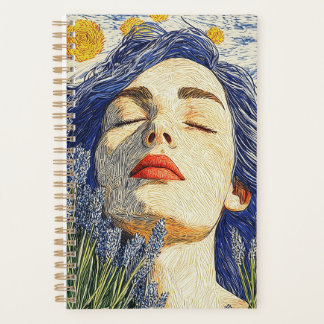 Agenda Sonho de Lavanda da Noite Estelar Texturizado Mulh