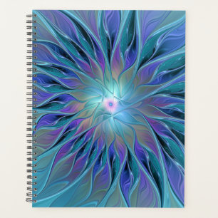 Agenda Sonho Flor Azul Roxo Arte Fractal Abstrata