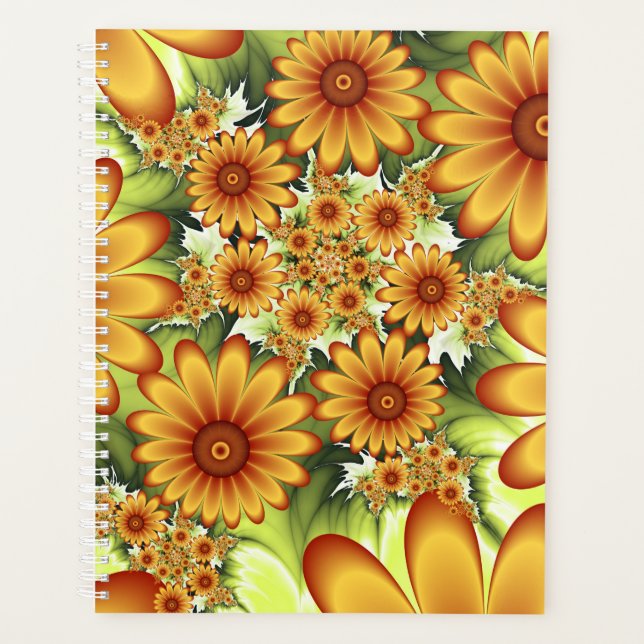 Agenda Sonho Floral, Arte Fractal Moderna de Flor Abstrat (Frente)