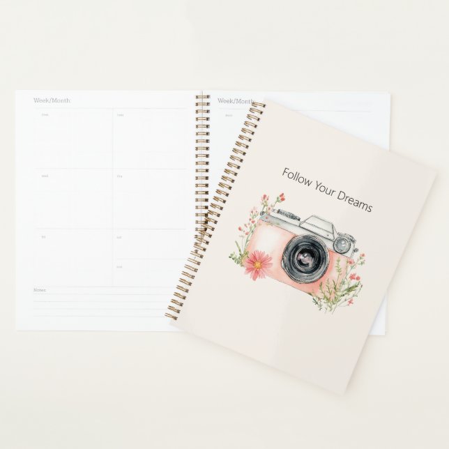 Agenda Sonhos da Câmera Floral Rosa Pêssego (Exibição)
