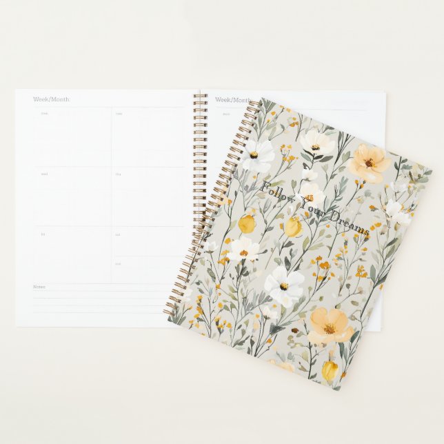 Agenda Sonhos de Lindas Flores Brancas Amarelas (Exibição)