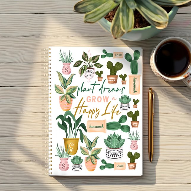 Agenda Sonhos de Planta Cultivam Uma Feliz Dama de Planta (Plant Dreams Grow a Happy Life Crazy Plant Lady Planner)