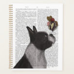 Agenda Sorvete Boston Terrier<br><div class="desc">Sorvete de Boston Terrier pela FabFunky. Apresenta um sorvete de equilíbrio "Boston Terrier" no nariz contra o fundo de uma página de livro. | 191979D</div>