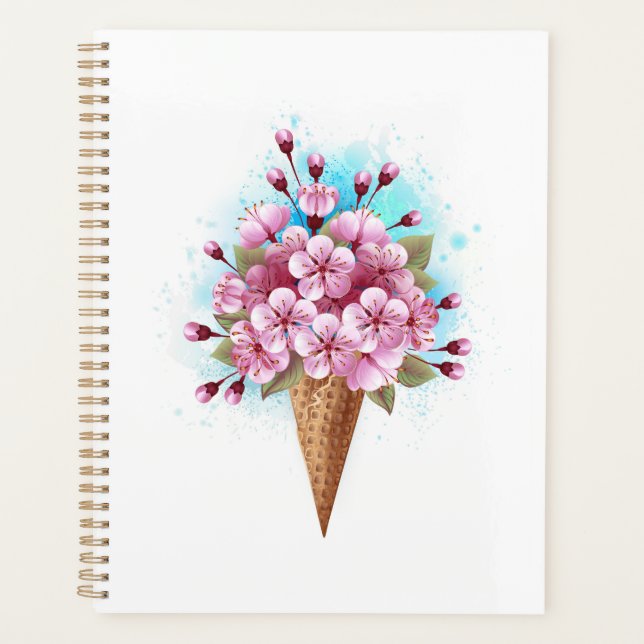Agenda Sorvete Waffle Rosa Sakura Cone (Frente)
