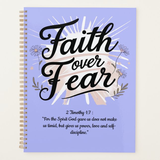 Agenda Spiral Planner with 2 Timothy 1:7Bible Verse (Frente)