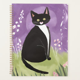 Agenda Sr. Chonk | Gato Tuxedo Roxo Aquarela