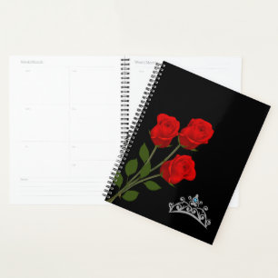 Agenda Srta. America Crown & Rosa vermelha Planner