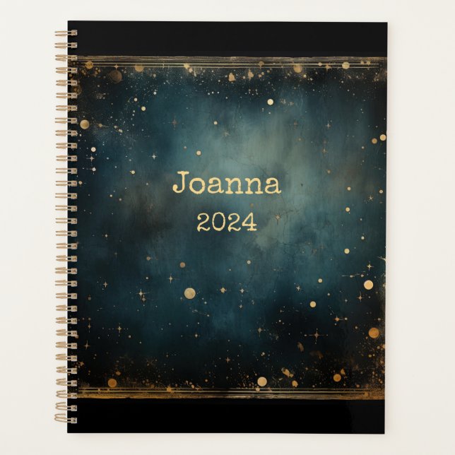 Agenda Starry night azul romântico com nome (Frente)