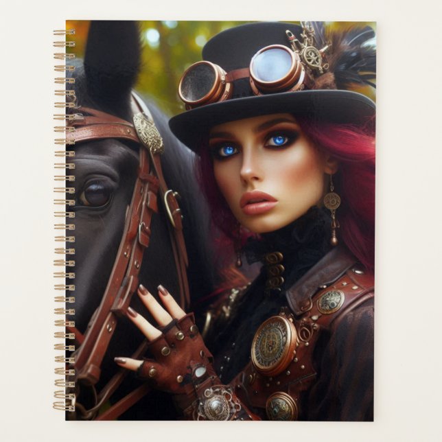 Agenda Steampunk Victorian Lady Dark Rider (Frente)