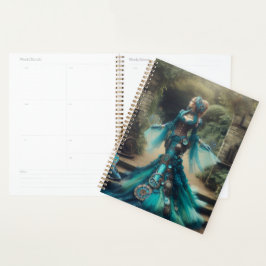 Agenda Steampunk Vintage Victorian Lady Teal Mermaid
