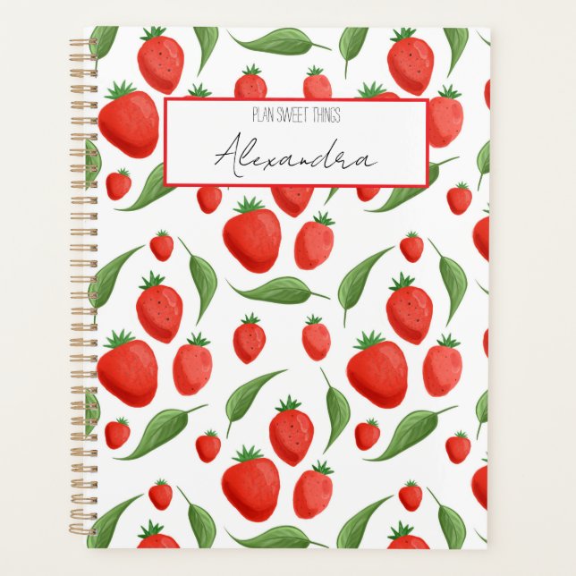 Agenda Strawberry Fields Pattern Spiral Planner (Frente)