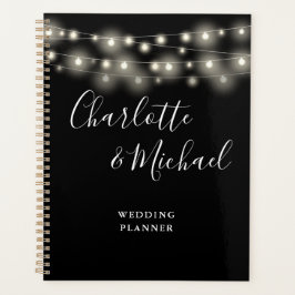 Agenda String Lights Signature Script Black White Weding