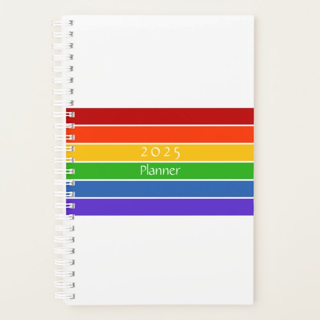 Agenda Stripe Arco-íris Branco (Frente)