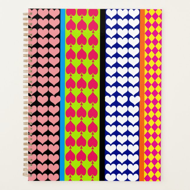 Agenda Stripes Corações Ouros Boho Mistura Design (Frente)