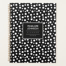 Agenda Stylish Black White Polka Dot Pattern