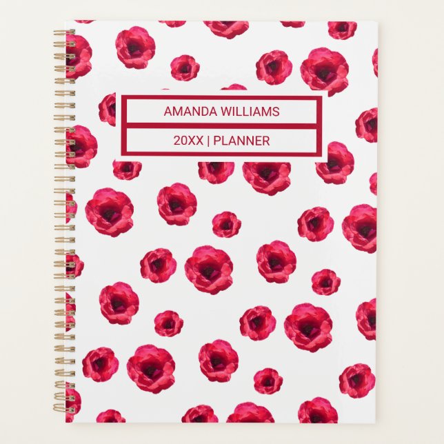 Agenda Stylish Floral Cream Red Roses Pattern Name 2026 (Frente)