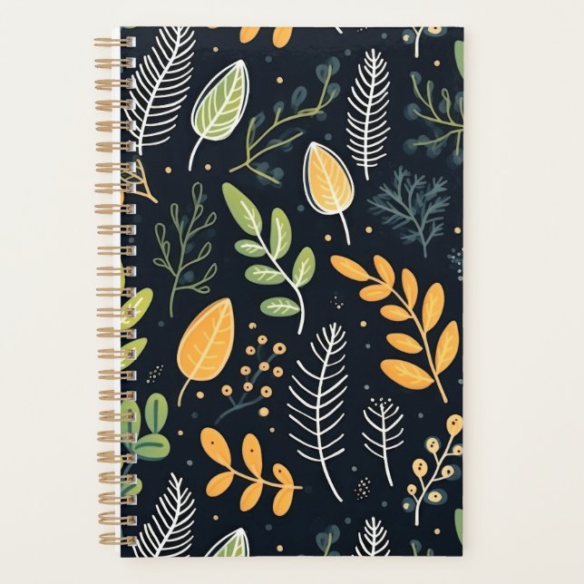Agenda Stylish Green and Yellow Foliage Pattern  (Frente)