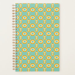 Agenda Stylized geometric pattern in bold orange hexagon