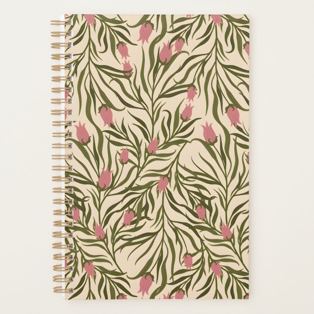 Agenda Stylized pink bell-shaped floral pattern (Frente)