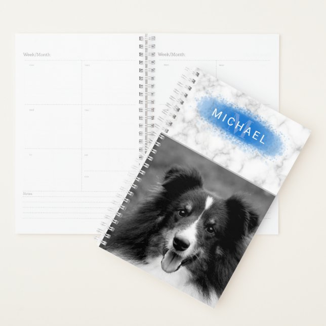 Agenda Sua Foto Personalizada & Textura de Mármore Falso  (Exibição)