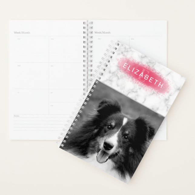 Agenda Sua Foto Personalizada & Textura de Mármore Falso  (Exibição)