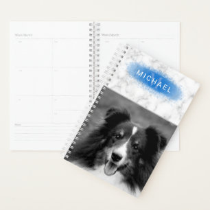 Agenda Sua Textura de mármore personalizada com azul