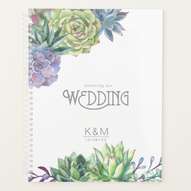 Agenda Succulents and Sparkle Wedding Green ID515 (Frente)