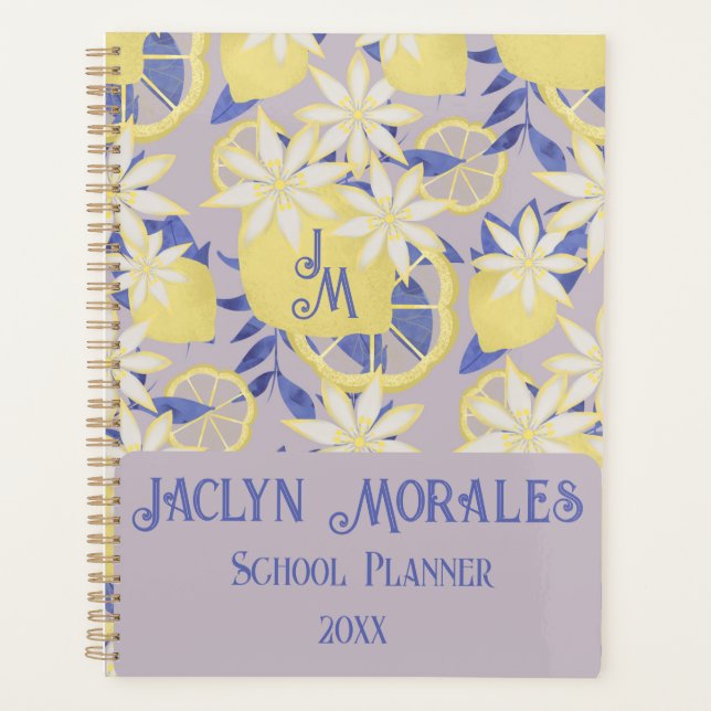 Agenda Summer Watercolor Lavanda Lemon Floral (Frente)