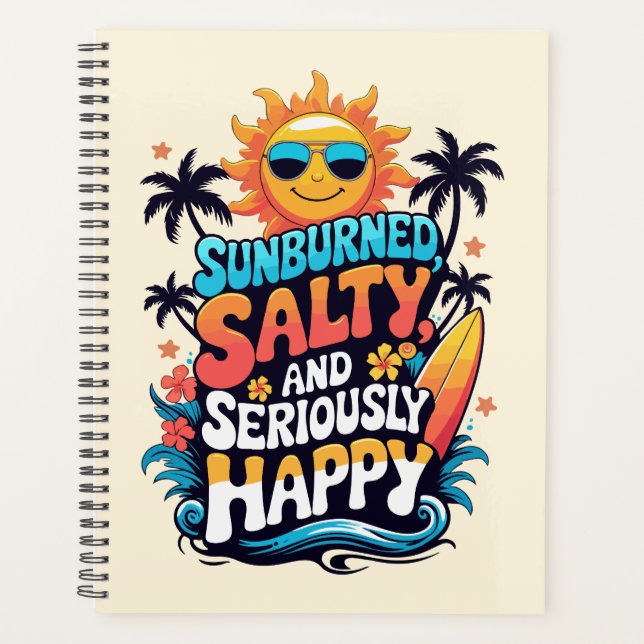 Agenda Sunburned Salty and Happy – Retro Beach Vibes (Frente)