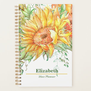 Agenda Sunflower Boho Floral Anualmente Plano Semanal