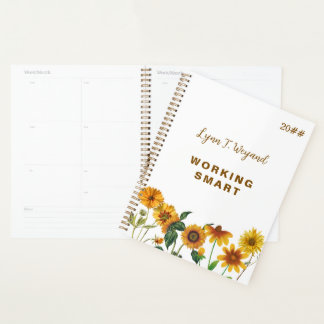 Agenda Sunflower Custom Name Bright Floral Planner