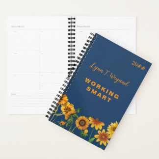 Agenda Sunflower Custom Name Bright Floral Planner