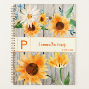 Agenda Sunflower Daisy Floral Wood Rustic Flower Art