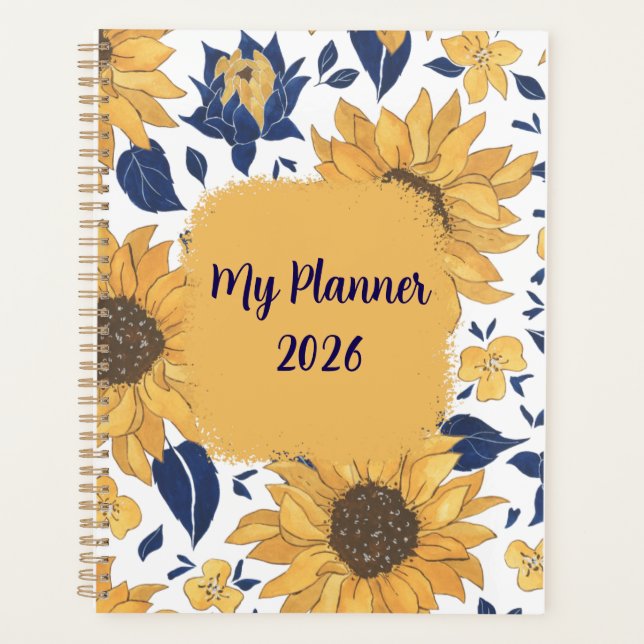 Agenda Sunflower Floral Planner Cover (Frente)