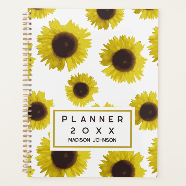 Agenda Sunflower Pattern Floral Custom Name 2026 (Frente)