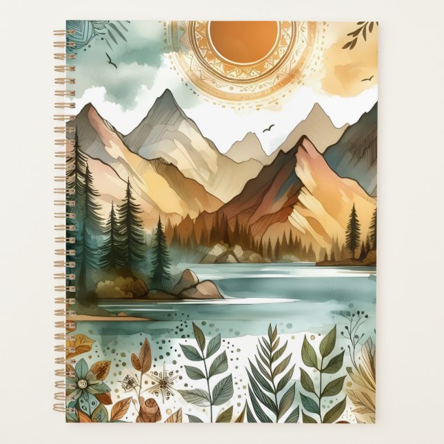 Agenda Sunny Rustic Boho Nature Pattern Mountain Lake (Frente)