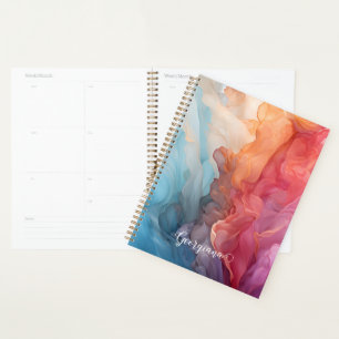 Agenda Sunset Colorido Personalizado em Tinta de Álcool n
