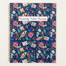 Agenda Suprimentos de Arte Coloridos padrão criativo para