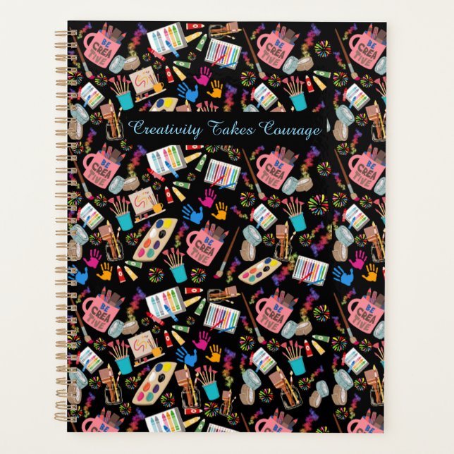 Agenda Suprimentos de arte coloridos Padrão criativo para (Frente)