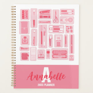 Agenda Suprimentos de arte em forma de esmola, cor-de-ros