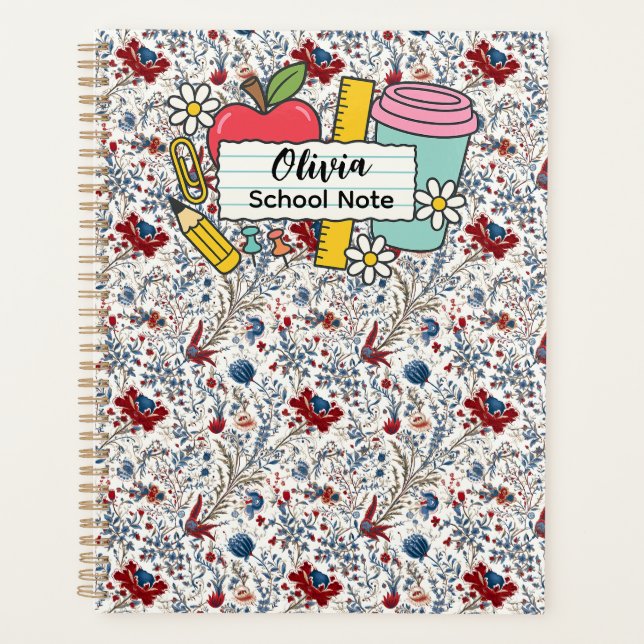 Agenda Suprimentos de volta às aulas com flores de prado  (Frente)