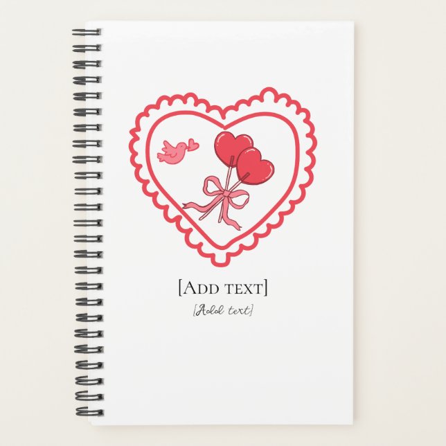 Agenda Sweet Heart Lollipop & Bird Personalized Notebook (Frente)