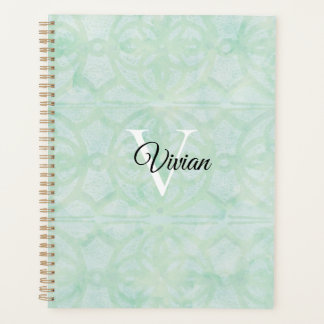 Agenda Sweet Mint Green Batik Elegant Monogramname