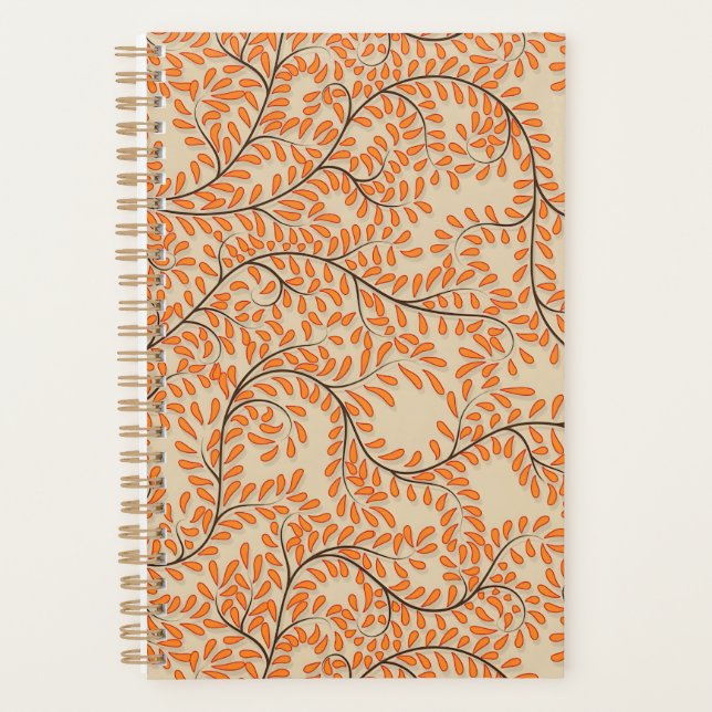 Agenda Swirling Orange Leaves on Beige Background (Frente)