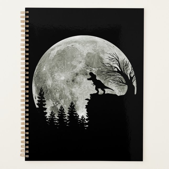 Agenda T Rex Em Pé Na Lua Da Montanha Halloween (Frente)