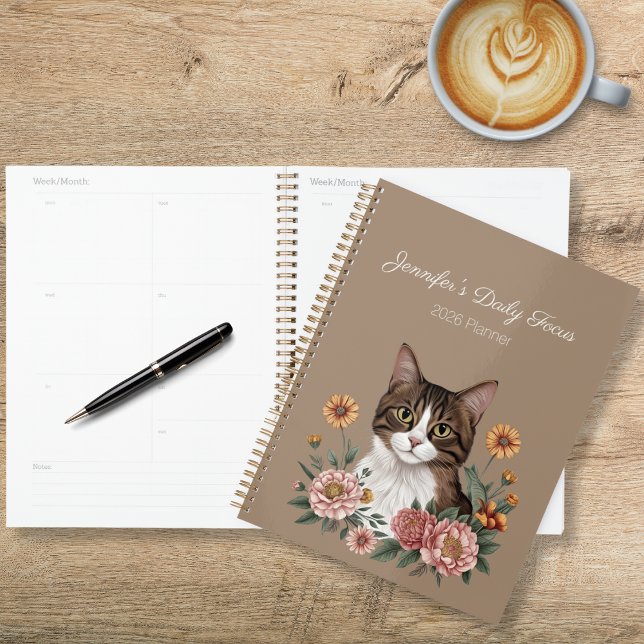 Agenda Tabby Cat Floral (Criador carregado)