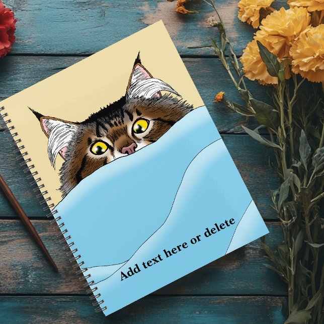 Agenda Tabby Cat Peeking Blue Funny (Criador carregado)
