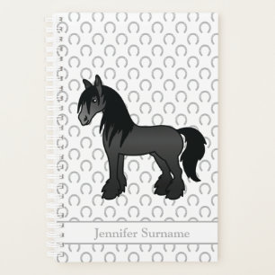 Agenda Tabuleiro Negra Vanner Clydesdale Horse e Texto Pe