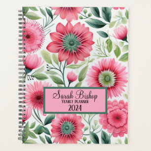 Agenda Tampa do Hardware do Planner Plana Floral Anterior