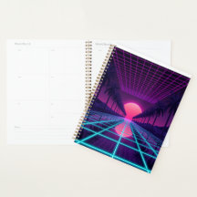 Tapeçaria de Mesa Neon Synthwave Grid - Mo de Jogo